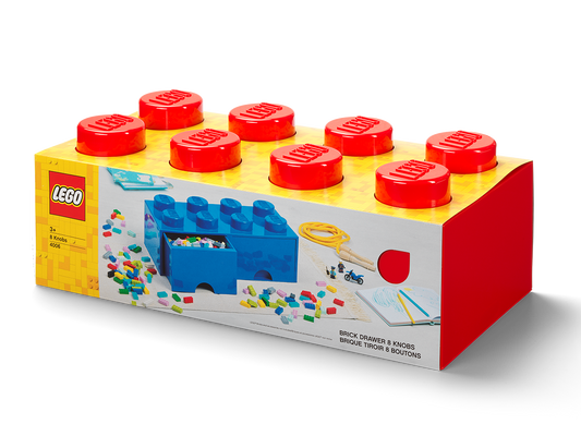 8 stud Bright Red Storage Brick Drawer
