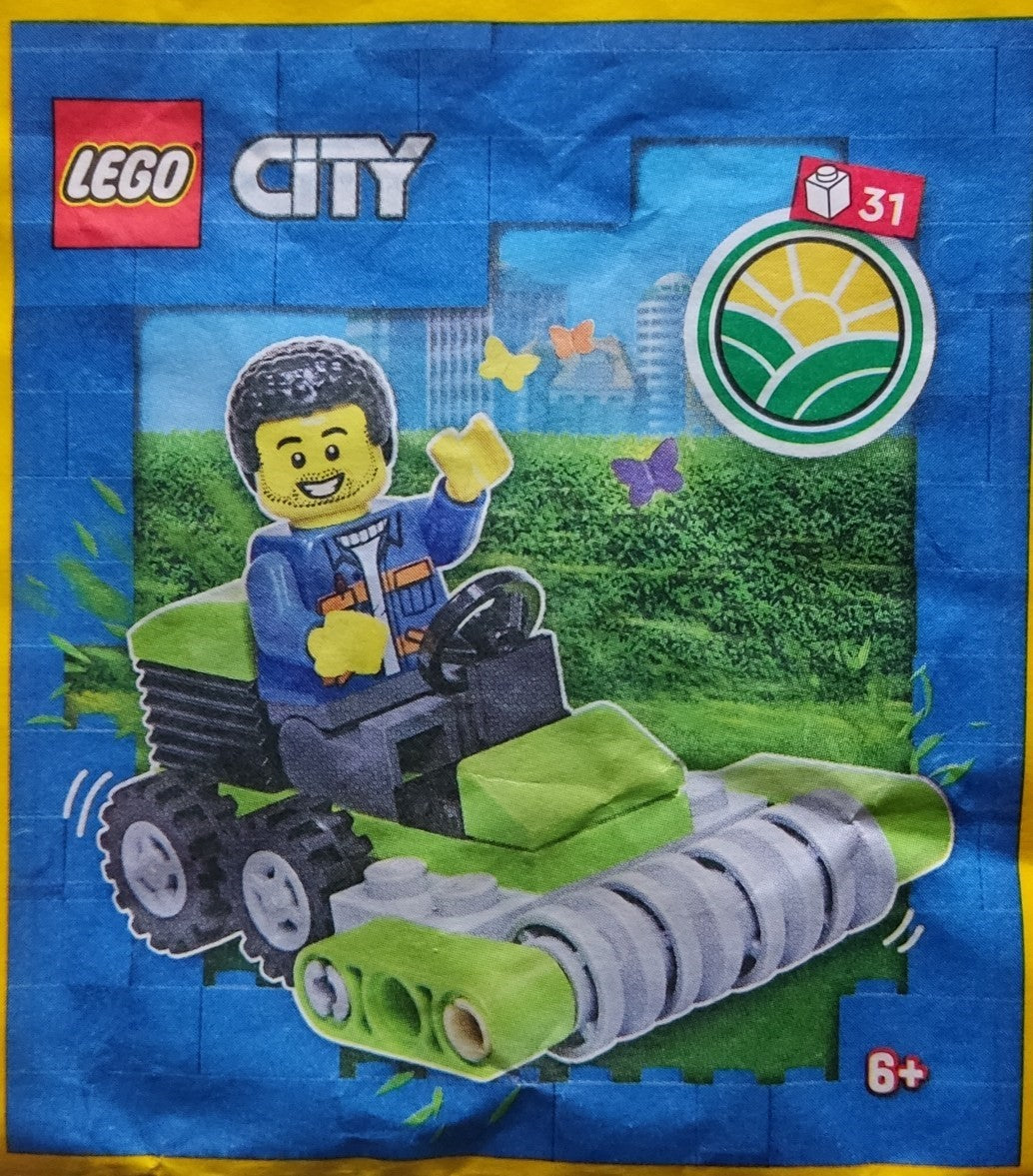 Worker with Lawnmower