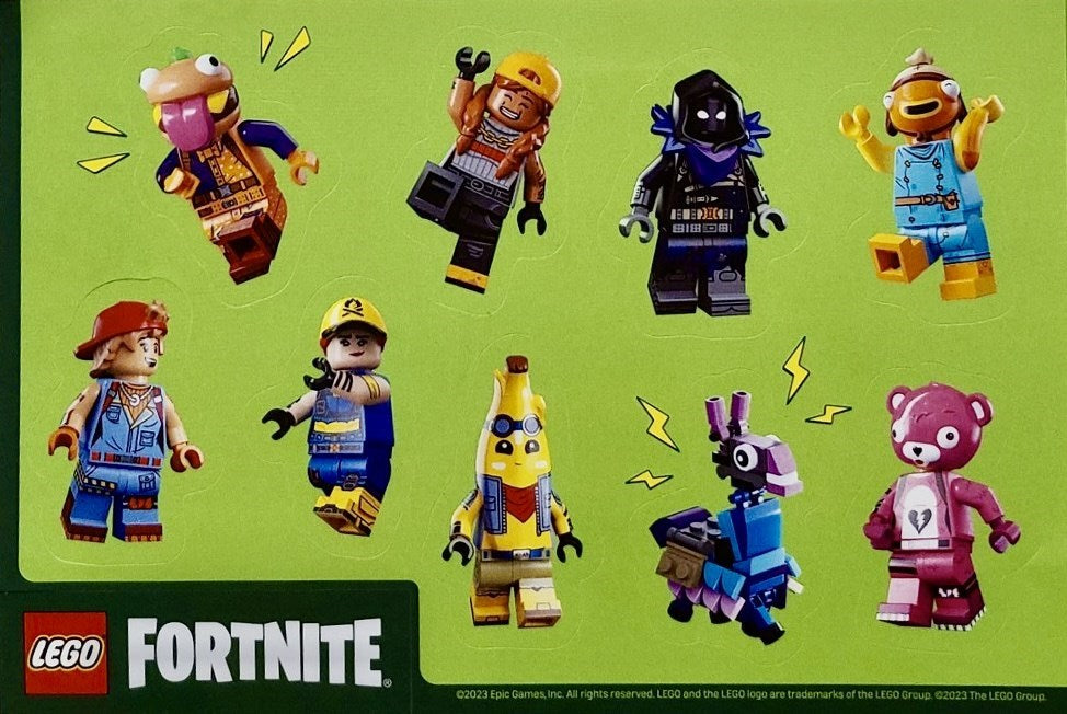 LEGO Fortnite sticker sheet