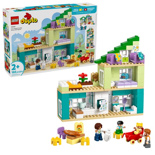 3 in 1 Modern Family House with Figures