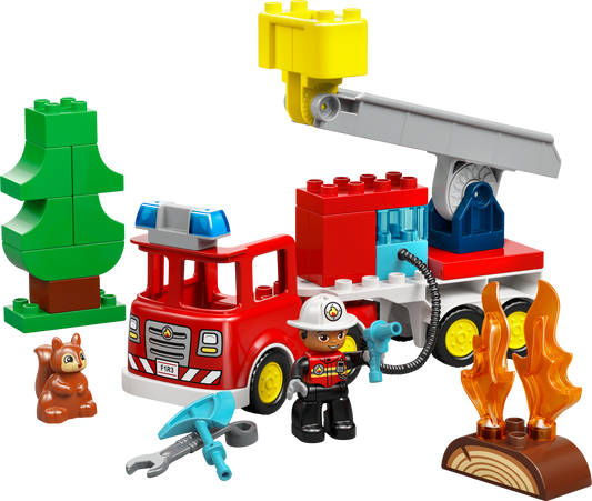 Fire Truck with Hose and Firefighter