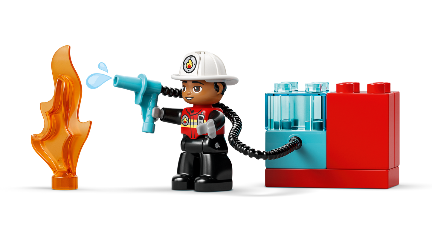 Fire Truck with Hose and Firefighter