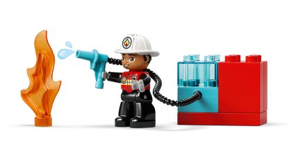 Fire Truck with Hose and Firefighter