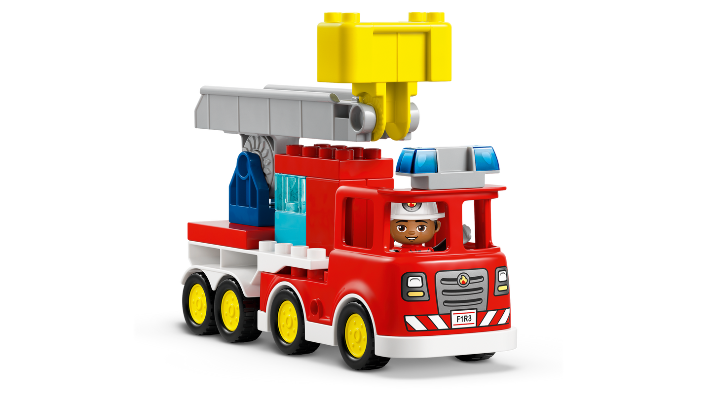 Fire Truck with Hose and Firefighter
