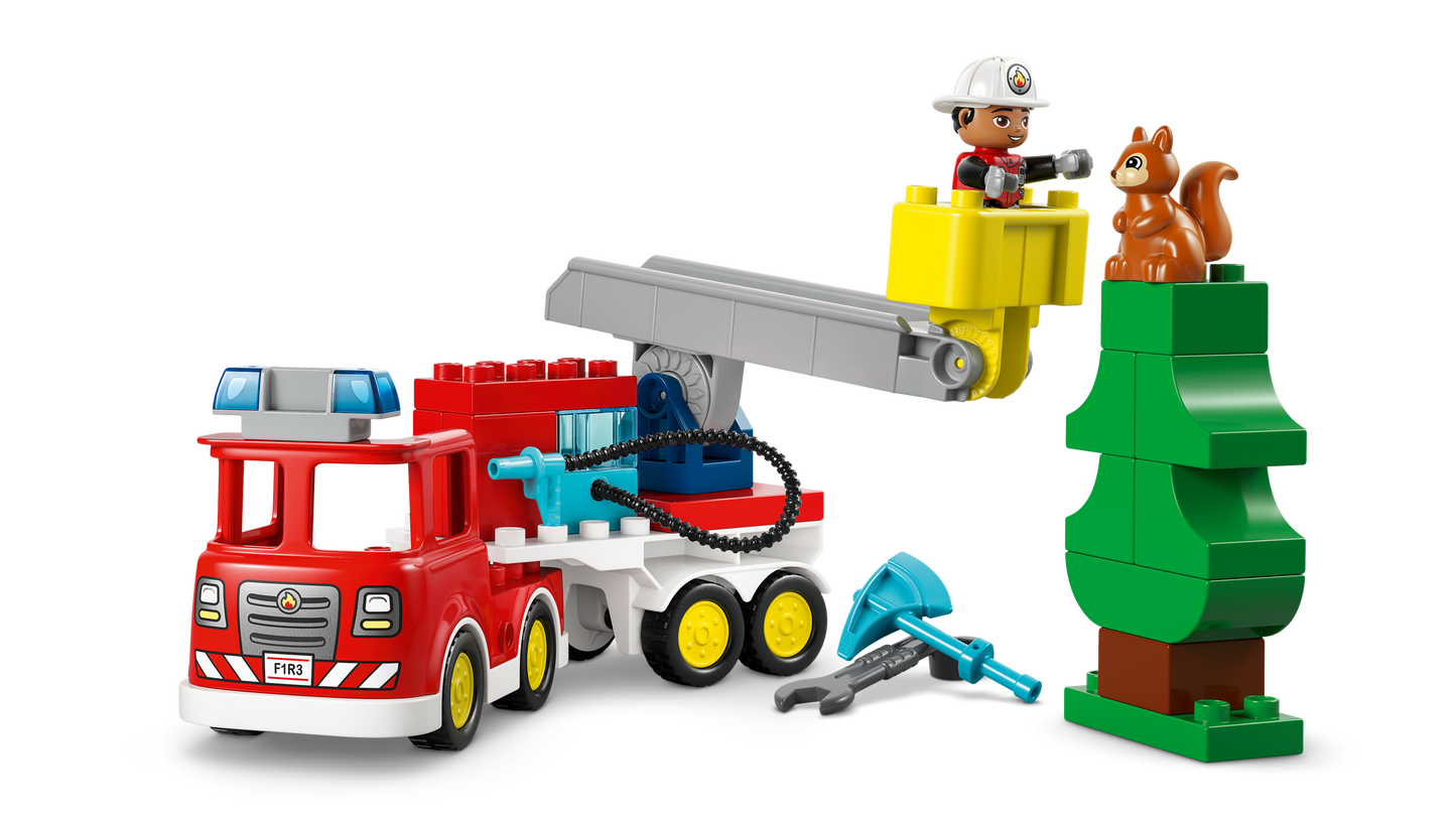 Fire Truck with Hose and Firefighter