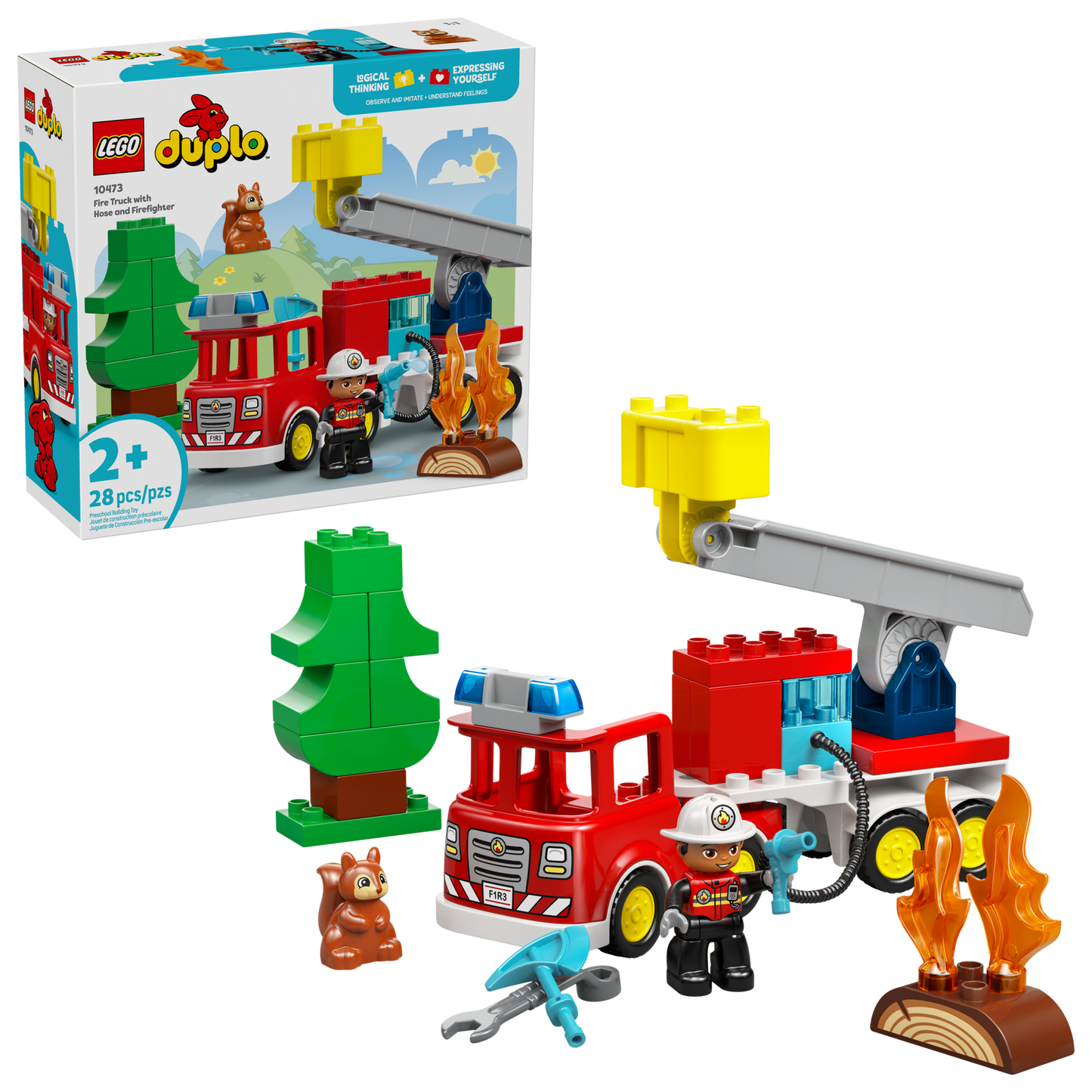 Fire Truck with Hose and Firefighter