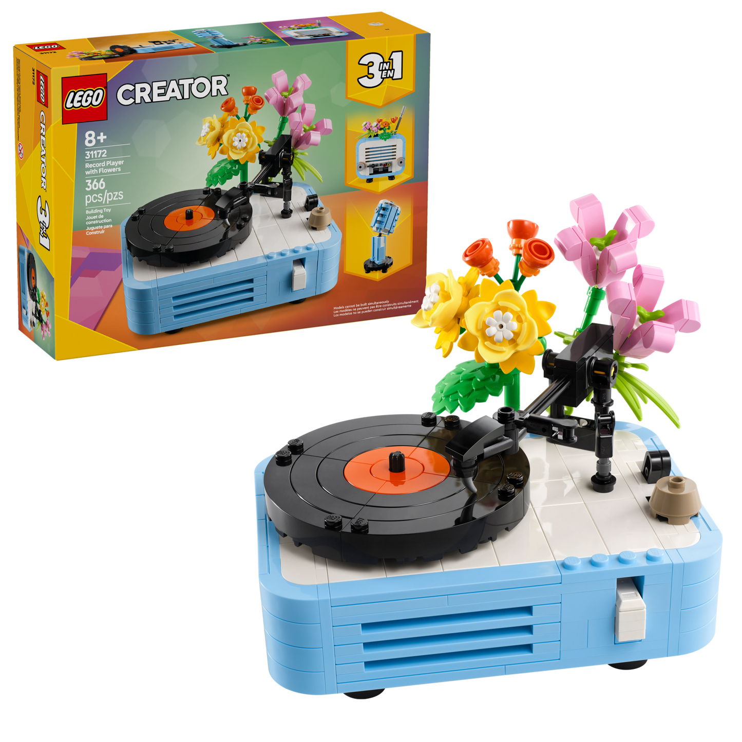 Record Player with Flowers