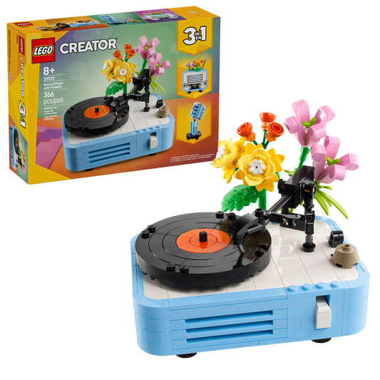 Record Player with Flowers