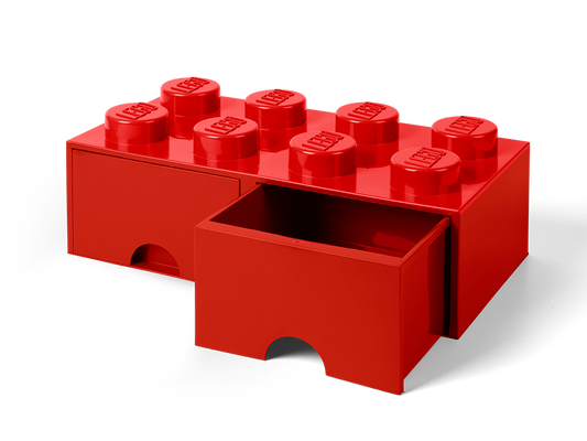 8 stud Bright Red Storage Brick Drawer