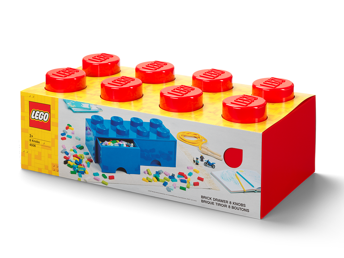 8 stud Bright Red Storage Brick Drawer