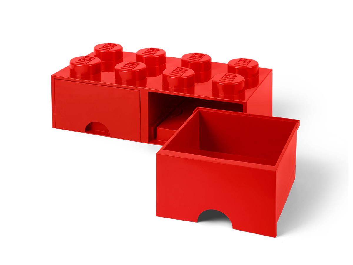 8 stud Bright Red Storage Brick Drawer