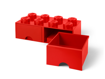 8 stud Bright Red Storage Brick Drawer
