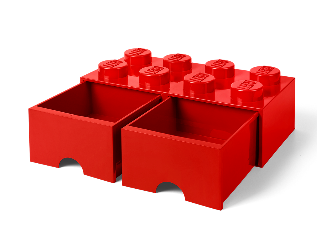 8 stud Bright Red Storage Brick Drawer