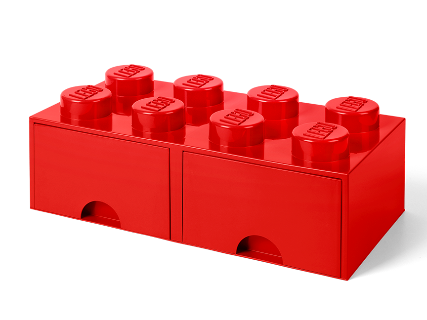 8 stud Bright Red Storage Brick Drawer