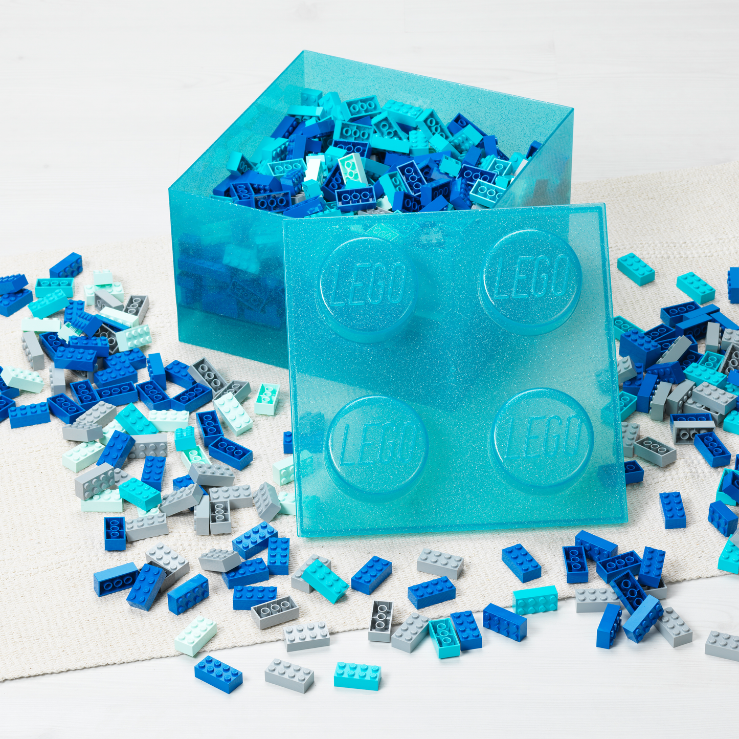 Light Blue Clear Brick Shaped Storage Box