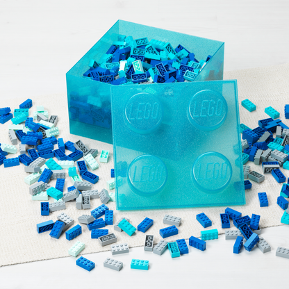 Light Blue Clear Brick Shaped Storage Box