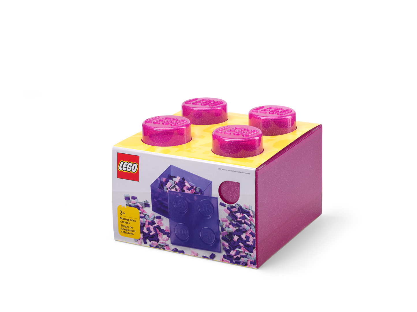 Pink Clear Brick Shaped Storage Box