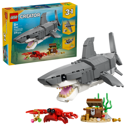 Fierce Shark with a Treasure Chest