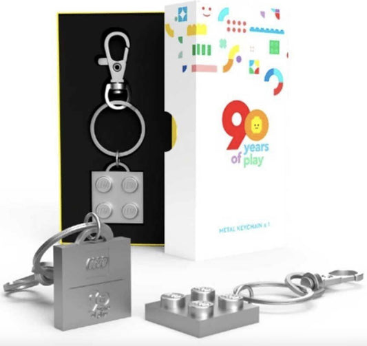 90 Years of Play Metal Keychain